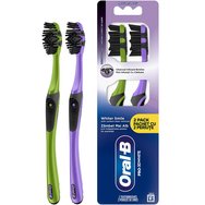 Oral-B Pro 3D White Charcoal Medium Toothbrush 2 броя - Лилава - Зелена Oral-B Pro 3D White Charcoal Medium Toothbrush 2 броя - Лилава - Зелена