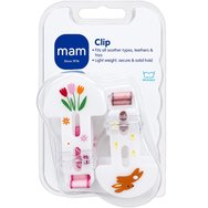 Mam Clip Set Animals 0m+ 2 Τεμάχια - Ροζ / Γκρι - Лента за закрепване на залъгалка Mam Clip Set Animals 0m+ 2 Τεμάχια - Ροζ / Γκρι - Лента за закрепване на залъгалка