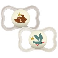 Mam Supreme Night Silicone Soother 16m+ Код 298S, 2 броя - Сив / Екрю Mam Supreme Night Silicone Soother 16m+ Код 298S, 2 броя - Сив / Екрю