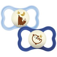 Mam Supreme Night Silicone Soother 6-16m Код 248SBc, 2 броя - Светлосин / Син 2 Mam Supreme Night Silicone Soother 6-16m Код 248SBc, 2 броя - Светлосин / Син 2