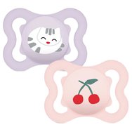 Mam Supreme Silicone Soother 2-6m Κωδ 145S, 2 Τεμάχια - Λιλά / Ροζ - Силиконова залъгалка, подпомагаща здравословното развитие на зъбите