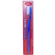 Wisdom Dual Texture Toothbrush 1 брой - Синьо - Четка за зъби с влакна със средна & твърда твърдост за ефективно почистване на плаката
