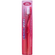 Wisdom Dual Texture Toothbrush 1 брой - Червено - Четка за зъби с влакна със средна & твърда твърдост за ефективно почистване на плаката