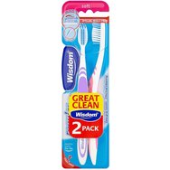 Wisdom Regular Plus Soft Toothbrush 2 Τεμάχια - Ροζ / Μωβ - Μαλακή Οδοντόβουρτσα για Αποτελεσματικό Καθαρισμό σε Όλα τα Επίπεδα