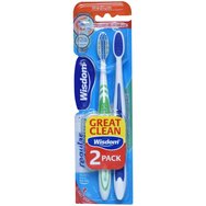 Wisdom Regular Fresh Medium Toothbrush 2 броя - Зелено / Синьо - Средно твърда четка за зъби за ефективно почистване на всички нива