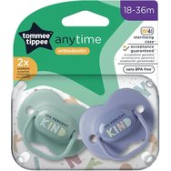 Tommee Tippee Anytime Orthodontic Silicone Soother 18-36m, 2 Τεμάχια - Λιλά / Μέντα Tommee Tippee Anytime Orthodontic Silicone Soother 18-36m, 2 Τεμάχια - Λιλά / Μέντα
