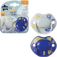 Tommee Tippee Moda Orthodontic Midnight Jungle Silicone Soother 6-18m, 2 броя - Сиво / Синьо Tommee Tippee Moda Orthodontic Midnight Jungle Silicone Soother 6-18m, 2 броя - Сиво / Синьо