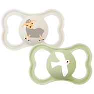 Mam Supreme Silicone Soother 16m+, 2 броя Код 295SBc - Кремаво / Зелено - Ортодонтска силиконова залъгалка, която подпомага здравословното развитие на зъбите