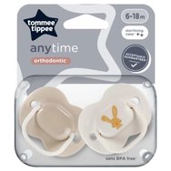 Tommee Tippee Anytime Orthodontic Silicone Soother 6-18m, 2 броя - Розово / Сиво Tommee Tippee Anytime Orthodontic Silicone Soother 6-18m, 2 броя - Розово / Сиво