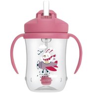 Dr Brown's Baby's First Straw Cup 6m+, 270ml, Код TC91011 - Apple - Бебешка чаша с гъвкава сламка и дръжки