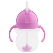 Munchkin Tip & Sip Weighted Straw Cup 6m+, 207ml - Лилава - Бебешка чаша с гъвкава сламка, капак & дръжки за лесно хващане