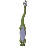 Dr Brown\'s Toddler 1-4 Years Toothbrush Детска четка за зъби с меки влакна за чувствителни венци & основа с вендуза за съхранение 1 брой - Зелен динозавър