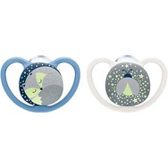 Nuk Space Night Silicone Soother 0-6m 2 части, Код 10571254 - Синьо / Бяло