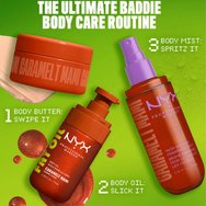 Nyx Professional Makeup Fat Oil Golden Shimmer Body Butter Хидратиращо масло за тяло за блясък с аромат на карамел & шамфъстък 145ml - Caramelt Mami Nyx Professional Makeup Fat Oil Golden Shimmer Body Butter Хидратиращо масло за тяло за блясък с аромат на карамел & шамфъстък 145ml - Caramelt Mami