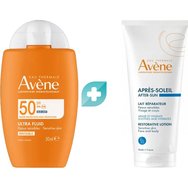 Avene Promo Ultra Fluid Invisible Spf50, 50ml & Подарък After Sun Restorative Lotion Travel Size 50ml