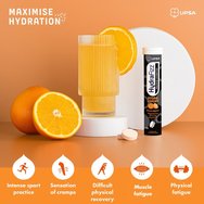 Upsa Hydrafizz Sport Hydrolytes Хранителна добавка с електролити, минерали & екстракт от цитрусови плодове, идеална за хидратация на спортисти & повишаване на ефективността с вкус портокал 16 Effer.tabs