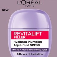 L\'Oreal Paris Revitalift Filler SPF30 Hyaluronic Plumping Aqua Fluid Лека хидратираща флуид-крем за лице с висока защита и хиалуронова киселина 40ml L\'Oreal Paris Revitalift Filler SPF30 Hyaluronic Plumping Aqua Fluid Лека хидратираща флуид-крем за лице с висока защита и хиалуронова киселина 40ml