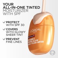 L\'Oreal Paris Revitalift Vitamin C Spf30 Tinted Glow Daily Fluid Флуидна крем за лице с висока защита с витамин C, с цвят & отразяващи перли за сияние, равномерен тон & намаляване на признаците на стареене 40ml