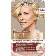 L'Oreal Paris Excellence Creme Age Perfect Nudes Постоянна крем-боя за коса за 100% покритие на белите коси, обогатена с микропротеини кератин за наситен, блестящ цвят с формула без амоняк 1 брой-8.13 Натурално светло пепелно русо L'Oreal Paris Excellence Creme Age Perfect Nudes Постоянна крем-боя за коса за 100% покритие на белите коси, обогатена с микропротеини кератин за наситен, блестящ цвят с формула без амоняк 1 брой-8.13 Натурално светло пепелно русо