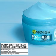Garnier Skinactive Hyaluron Fresh & Plump Hydarting Sorbet Cream Хидратиращ крем за лице с 4% хиалуронова киселина и ниацинамид със сорбе текстура за интензивно подхранване 85ml