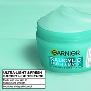 Garnier Skinactive Salicylic Fresh & Matte Hydrating Sorbet Cream Хидратиращ крем за лице с 5% ниацинамид и текстура на сорбе за кожа, склонна към акне 85ml Garnier Skinactive Salicylic Fresh & Matte Hydrating Sorbet Cream Хидратиращ крем за лице с 5% ниацинамид и текстура на сорбе за кожа, склонна към акне 85ml