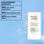 Garnier Ambre Solaire Spf50+ Super UV Invisible Stick Невидим хидратиращ слънцезащитен стик за лице с много висока защита и масло от ший 18g