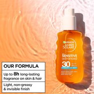 Garnier Ambre Solaire Spf30 Sensitive Advanced Hydrating Sun Water Хидратираща двуфазна слънцезащитна вода с висока защита за тяло, лице и коса с хиалуронова киселина 150ml