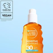 Garnier Ambre Solaire Spf30 Sensitive Advanced Hydrating Sun Water Хидратираща двуфазна слънцезащитна вода с висока защита за тяло, лице и коса с хиалуронова киселина 150ml