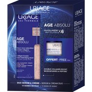 Uriage Promo Coffert Age Absolu Collagen Booster Micro-Redensifying Serum 30ml & Redensifying Rosy Cream 15ml - Серум за лице против стареене, който стимулира производството на колаген и възстановява еластичността на кожата & Дневен крем за лице против стареене за зряла кожа