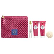 Roger & Gallet Promo Gingembre Rouge Wellbeing Fragrant Water 10ml & Shower Gel 50ml & Body Lotion 50ml & Soap Bar 50g & Подарък торбичка 1 бр - Екзотичен пикантен аромат & Освежаващ душ гел & Освежаващ лосион за тяло & Освежаващ билков сапун за тяло с розова малина, джинджифил и тамян
