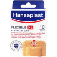 Hansaplast Flexible Strips XL Elastic 5x7,2cm 10 бр - Гъвкави и водоустойчиви пластири, които покриват и защитават рани със среден размер