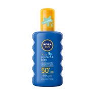 Nivea Sun Kids Protect & Play Spf50+ Spray Lotion Developed For Children's Skin 200ml - Бебешки слънцезащитен лосион за тяло Много висока защита в цветен спрей, който гарантира пълно покритие