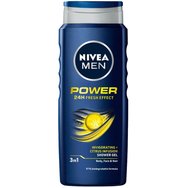 Nivea Power 24h Fresh Effect 3in1 Shower Gel 500ml - Мъжки душ гел за лице, тяло и коса с цитрусов аромат Nivea Power 24h Fresh Effect 3in1 Shower Gel 500ml - Мъжки душ гел за лице, тяло и коса с цитрусов аромат