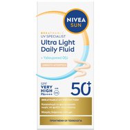 Nivea Sun Ultra Light Daily Fluid Spf50+ Tinted Тънко текстуриран слънцезащитен крем за лице с много висока защита срещу фотостареене 40ml - Light
