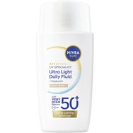 Nivea Sun Ultra Light Daily Fluid Spf50+ Tinted Тънко текстуриран слънцезащитен крем за лице с много висока защита срещу фотостареене 40ml - Light
