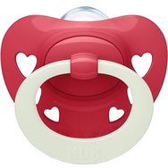 Nuk Signature Night Orthodontic Silicone Soother червено 18-36m 1 бр, Код 10739704 - Ортодонтска залъгалка със силиконов зърно