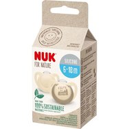 Nuk For Nature Silicone Soother 6-18m Силиконова залъгалка, подходяща за челюстта, от устойчиви материали, произхождащи от естествени суровини 2 броя - Зелено - Кремаво