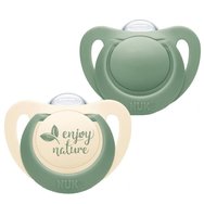 Nuk For Nature Silicone Soother 6-18m Силиконова залъгалка, подходяща за челюстта, от устойчиви материали, произхождащи от естествени суровини 2 броя - Зелено - Кремаво
