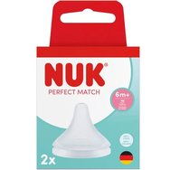 Nuk Perfect Match Flow Control 6m+ Teat Силиконови биберони против колики, подходящи за бебета от 6 месеца & нагоре 2 броя Nuk Perfect Match Flow Control 6m+ Teat Силиконови биберони против колики, подходящи за бебета от 6 месеца & нагоре 2 броя