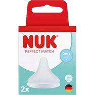 Nuk Perfect Match 0m+ Small Teat Силиконови биберони против колики, подходящи за бебета 2 броя