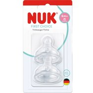 Nuk First Choice Plus No Colic Teat 6m+ Силиконови биберони против колики с естествена форма, 2 бр