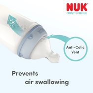 Nuk First Choice Plus No Colic Teat 6m+ Силиконови биберони против колики с естествена форма, 2 бр