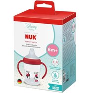 Nuk Perfect Match Learner Bottle 6m+ обучителна бебешка чашка с ергономични противоплъзгащи дръжки & широк ръб 150ml - червено Mickey Mouse