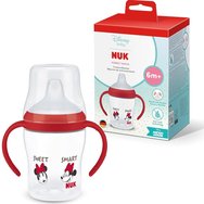 Nuk Perfect Match Learner Bottle 6m+ обучителна бебешка чашка с ергономични противоплъзгащи дръжки & широк ръб 150ml - червено Mickey Mouse