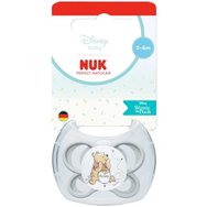Nuk Perfect Match Air Silicone Soother 0-6m Ортодонтска силиконова залъгалка с мек биберон, дизайн с много добра вентилация & с кутия за стерилизация 1 брой Disney Winnie сива