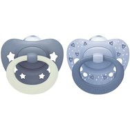 Nuk First Choice Classic Day & Night Silicone Soother 18-36m Ортодонтска силиконова залъгалка, 2 броя - синьо-сива