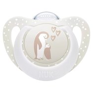 Nuk First Choice Silicone Soother 0-6m Ортодонтска силиконова залъгалка с калъф, 1 брой - бежова - бяла
