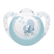 Nuk First Choice Silicone Soother 0-6m Ортодонтска силиконова залъгалка с калъф, 1 брой - бяла - светло синя