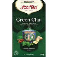Yogi Tea Green Chai 17 Teabags (17 сашета x 1,8g) - Билкова чаена напитка със зелен чай, канела, джинджифил и кардамон за стимулация и ревитализация