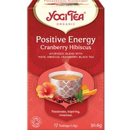 Yogi Tea Positive Energy Cranberry Hibiscus 17 Teabags (17 сашета x 1,8g) - Билкова напитка с черен чай, мате, хибискус и червена боровинка за повишаване на настроението, вдъхновението и креативността